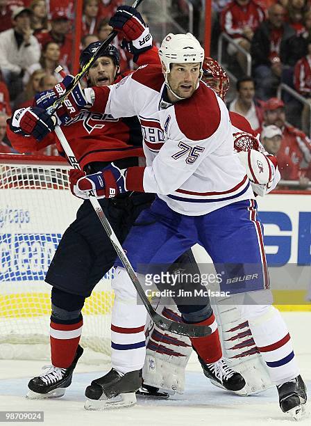 Hal Gill of the Washington Capitals skates against the Montreal Canadiens in Game Five of the Eastern Conference Quarterfinals during the 2010 NHL...