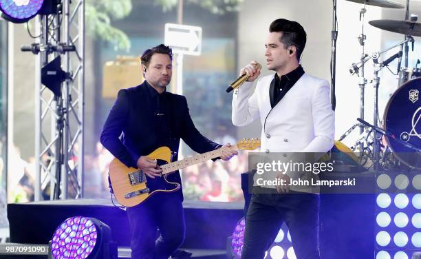 Brendon Urie and Kenneth Harris of Panic! At The Disco perform on NBC's "Today" at Rockefeller Plaza on June 29, 2018 in New York City.