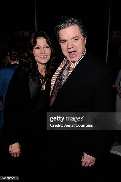 Actors Catherine Keener and Oliver Platt attend the "Please Give" after party during the 2010 Tribeca Film Festival at Thom Bar on April 27, 2010 in...