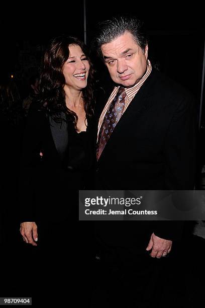 Actors Catherine Keener and Oliver Platt attend the "Please Give" after party during the 2010 Tribeca Film Festival at Thom Bar on April 27, 2010 in...
