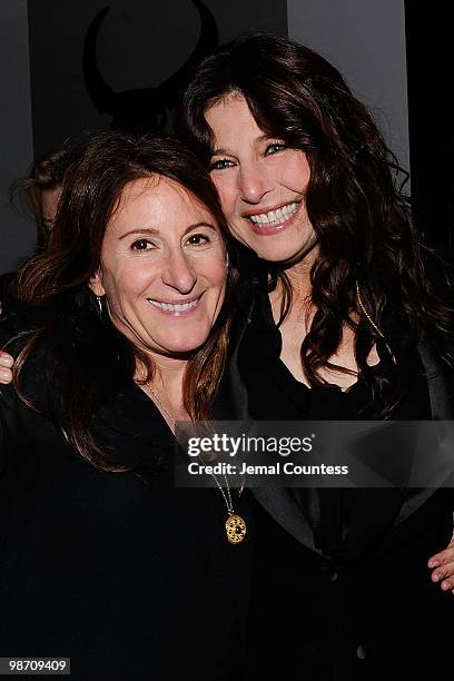 Director Nicole Holofcener and actress Catherine Keener attend the "Please Give" after party during the 2010 Tribeca Film Festival at Thom Bar on...