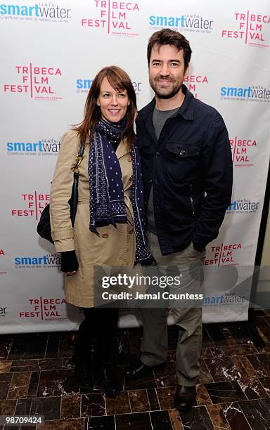 Rosemarie Dewitt and actor Ron Livingston attend the "Please Give" after party during the 2010 Tribeca Film Festival at Thom Bar on April 27, 2010 in...