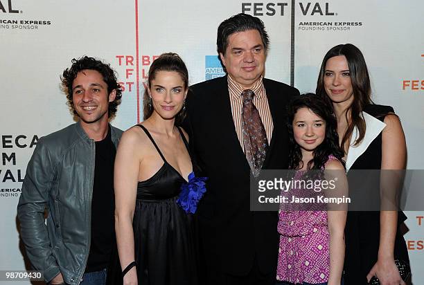 Actors Thomas Ian Nicholas, Amanda Peet, Oliver Platt, Sarah Steele and Rebecca Hall attend the premiere of "Please Give" during the 2010 Tribeca...