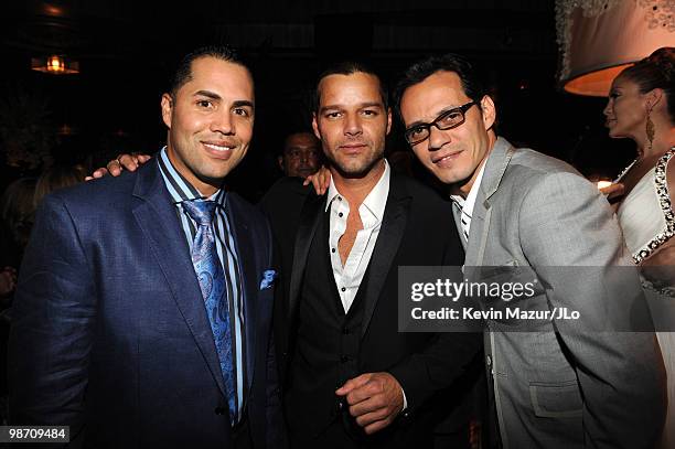 Ricky Martin and Marc Anthony attend Jennifer Lopez's Surprise Birthday Party at the Edison Ballroom on July 25, 2009 in New York City.