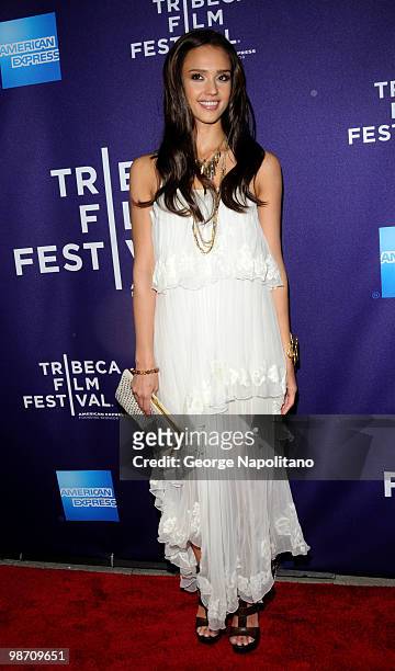 Actress Jessica Alba attends the "The Killer Inside Me" premiere during the 9th Annual Tribeca Film Festival at the SVA Theater on April 27, 2010 in...