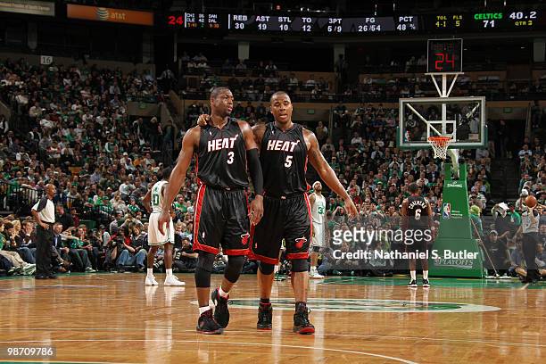 Dwyane Wade and Quentin Richardson of the Miami Heat tough out a loss against the Boston Celtics in Game Five of the Eastern Conference Quarterfinals...