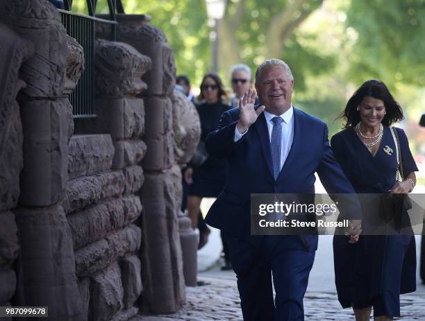 Premier Elect Doug Ford arrives at Queen's Park with wife Karla to be sworn in as the Premier of Ontario in Toronto. June 29, 2018.