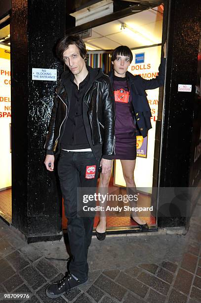 Nicolas Conge and Camille Berthomier of French Lo-fi indie rock band John & Jehn pose for photos in Soho on April 27, 2010 in London, England.