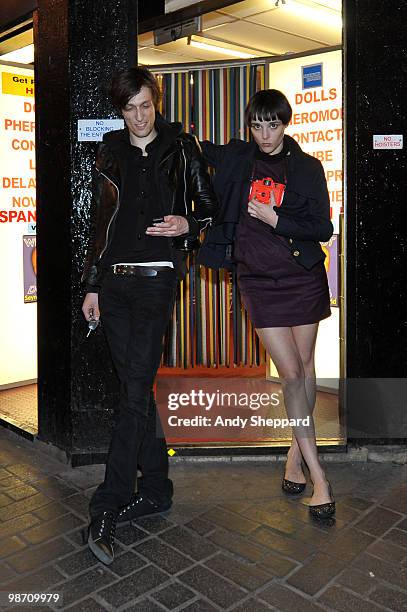 Nicolas Conge and Camille Berthomier of French Lo-fi indie rock band John & Jehn pose for photos in Soho on April 27, 2010 in London, England.