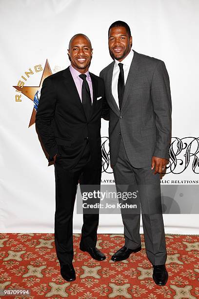 Jay Williams and Michael Strahan attend Rising Stars Youth Foundation Dinner Honoring Jay Williams at New York Athletic Club on April 27, 2010 in New...