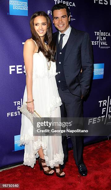 Jessica Alba and Cash Warren attend the "The Killer Inside Me" premiere during the 9th Annual Tribeca Film Festival at the SVA Theater on April 27,...