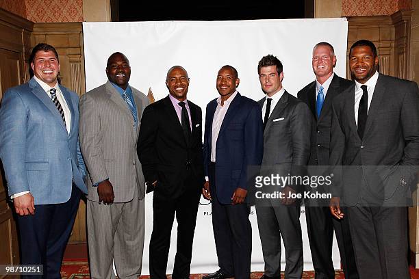 David Diehl, Marcelllas Wiley, Jay Williams, Chris Duhon, Jesse Palmer, Jeff Nelson and Michael Strahan attend Rising Stars Youth Foundation Dinner...