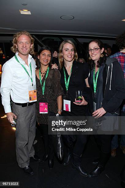 Director Tyler Measom,Jannat Gargi, Anna Belle Peevey and Emma Cott attend the YouTube Doc Filmmaker Party during the 2010 Tribeca Film Festival at...