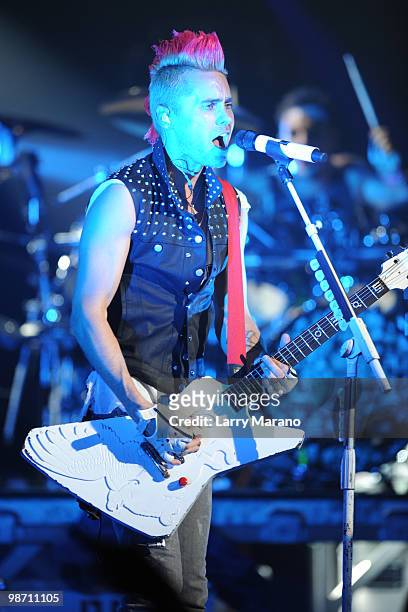 Jared Leto of 30 Seconds to Mars performs at Fillmore Miami Beach on April 27, 2010 in Miami Beach, Florida.