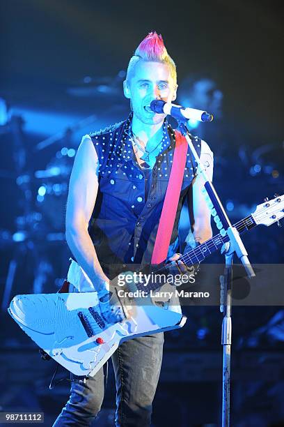 Jared Leto of 30 Seconds to Mars performs at Fillmore Miami Beach on April 27, 2010 in Miami Beach, Florida.