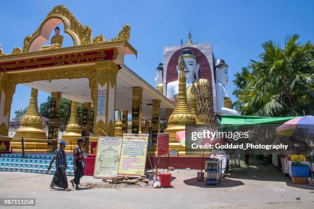 myanmar: kyaik pun pagoda in bago - bago stock pictures, royalty-free photos & images