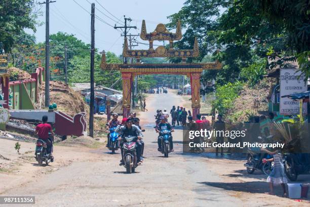 myanmar: kyaik pun pagoda in bago - bago stock pictures, royalty-free photos & images