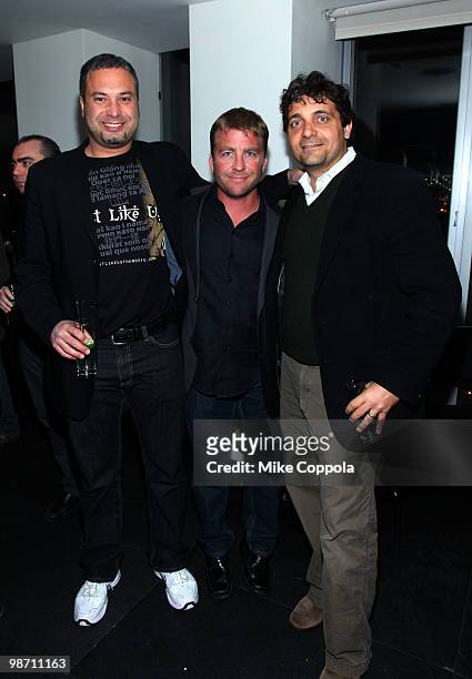 Ahmad Ahmad, Peter Billingsley and Louise Presuppi attend the YouTube Doc Filmmaker Party during the 2010 Tribeca Film Festival at the Rivington...