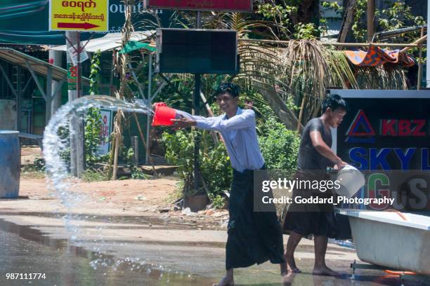 myanmar: thingyan water festival - bago stock pictures, royalty-free photos & images