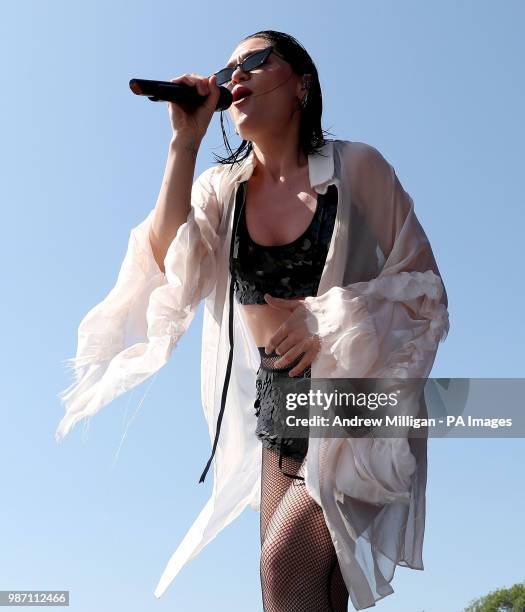 Jesse J performs on stage at the TRNSMT festival in Glasgow.