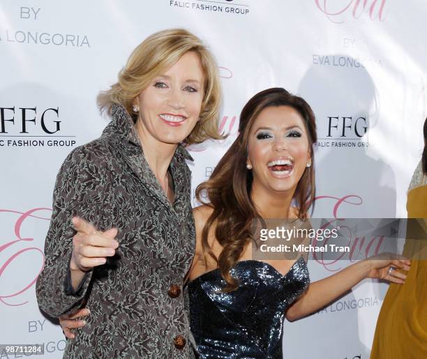Felicity Huffman and Eva Longoria Parker arrive to the Eva Longoria Parker fragrance launch party for "Eva" held at Beso on April 27, 2010 in...