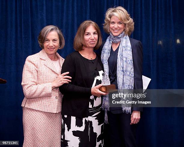 In an event honoring unsung heroes working to combat violence against women, Investigation Discovery's Paula Zahn joins Congresswoman Jan Schakowsky...