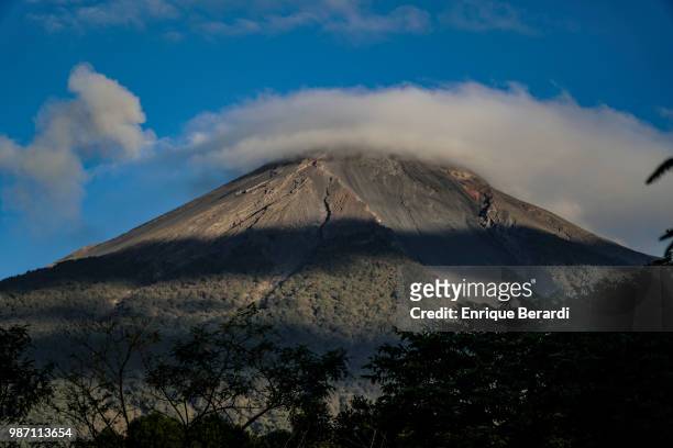 Scenic view of the Volcán de Fuego volcano during the first round of the PGA TOUR Latinoamérica Guatemala Stella Artois Open at La Reunion Golf...