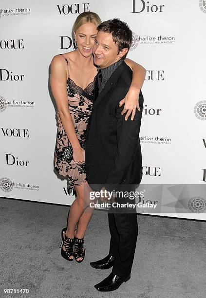 Actress Charlize Theron and actor Jeremy Renner arrive at the Dior & Vogue celebration of The Charlize Theron Africa Outreach Project at Soho House...