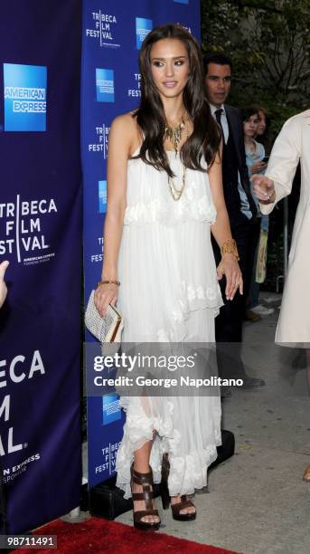 Actress Jessica Alba attends the "The Killer Inside Me" premiere during the 9th Annual Tribeca Film Festival at the SVA Theater on April 27, 2010 in...