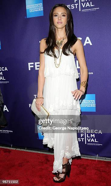 Actress Jessica Alba attends the "The Killer Inside Me" premiere during the 9th Annual Tribeca Film Festival at the SVA Theater on April 27, 2010 in...