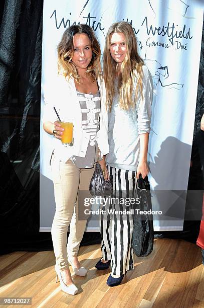 Pip Edwards and Jacqualine Perrett attends the Garance Dore Winter With Westfield Designer Installation launch at Westfield Bondi Junction on April...