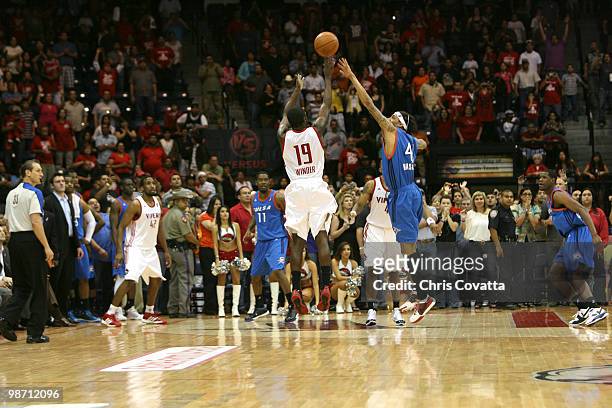 Craig Winder of the Rio Grande Valley Vipers shoots a three pointer at the buzzer to defeat the Tulsa 66ers in Game Two of the 2010 NBA D-League...