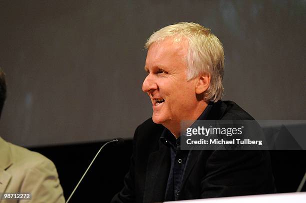 Director James Cameron speaks at "Is Pandora Possible?", a scientific discussion panel regarding the science and technology behind the film "Avatar",...