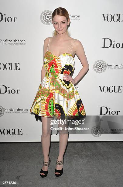 Actress Lydia Hearst arrives to the Charlize Theron Africa Outreach Project Dinner hosted by Dior and Vogue at Soho House on April 27, 2010 in West...