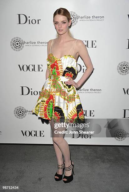 Actress Lydia Hearst arrives to the Charlize Theron Africa Outreach Project Dinner hosted by Dior and Vogue at Soho House on April 27, 2010 in West...