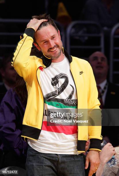 David Arquette attends a game between the Oklahoma City Thunder and the Los Angeles Lakers at Staples Center on April 27, 2010 in Los Angeles,...