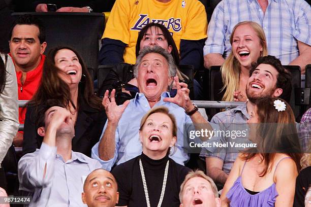 Dustin Hoffman attends a game between the Oklahoma City Thunder and the Los Angeles Lakers at Staples Center on April 27, 2010 in Los Angeles,...