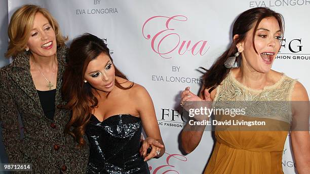 Actresses Felicity Huffman, Eva Longoria Parker and Teri Hatcher attend the launch of Longoria Parker's fragrance "Eva by Eva Longoria" at Beso on...