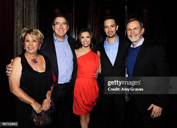 Lupe Ontiveros, Kenny Ortega, Eva Longoria Parker, Lin-Manuel Miranda and Tony Plana attend the Lin-Manuel Miranda to Unite for In the Heights event...