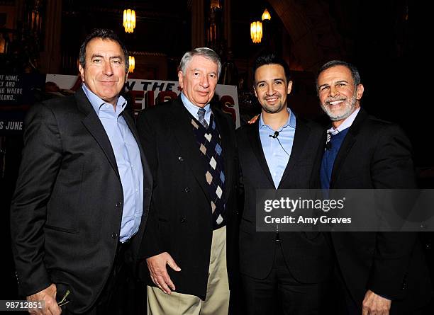 Kenny Ortega , Lin Manuel Miranda and Tony Plana attend the Lin-Manuel Miranda to Unite for In the Heights event at the Pantages Theatre on April 27,...