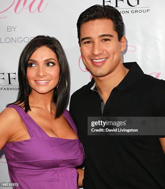 Actor Mario Lopez and Courtney Mazza attend the launch of Eva Longoria Parker's fragrance "Eva by Eva Longoria" at Beso on April 27, 2010 in Los...