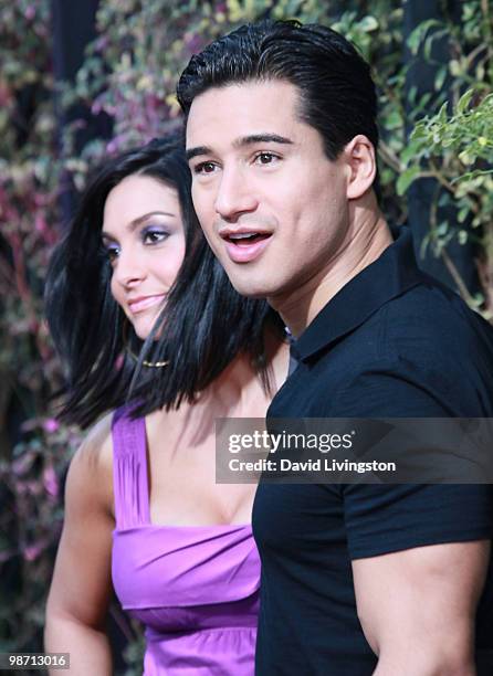 Actor Mario Lopez and Courtney Mazza attend the launch of Eva Longoria Parker's fragrance "Eva by Eva Longoria" at Beso on April 27, 2010 in Los...
