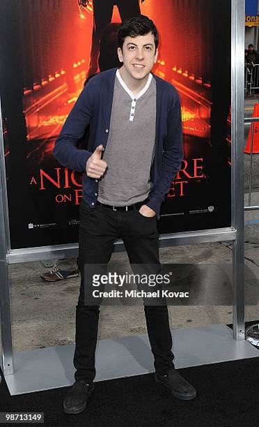 Actor Christopher Mintz-Plasse attends the Los Angeles premiere of 'A Nightmare On Elm Street' at Grauman's Chinese Theatre on April 27, 2010 in...
