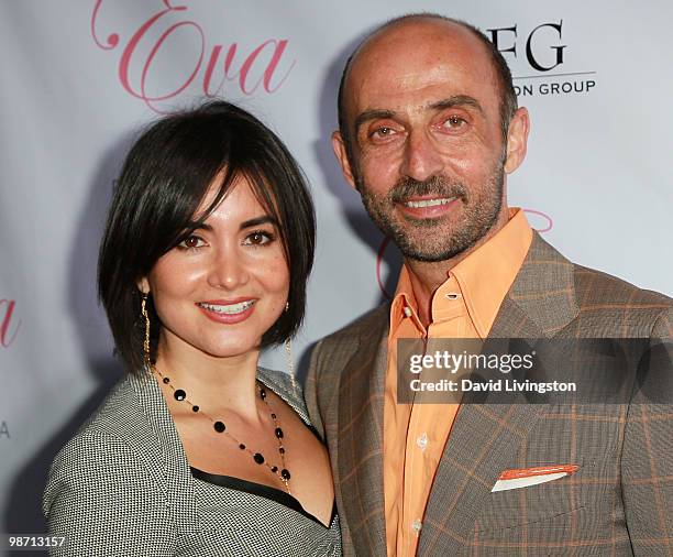 Actor Shaun Toub and Lorena Mendoza attend the launch of Eva Longoria Parker's fragrance "Eva by Eva Longoria" at Beso on April 27, 2010 in Los...