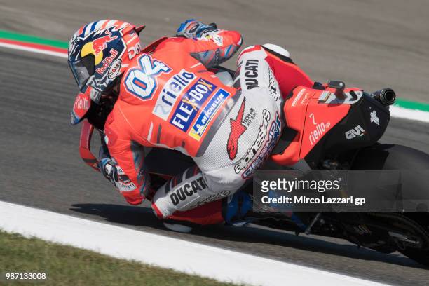 Andrea Dovizioso of Italy and Ducati Team rounds the bend during the MotoGP Netherlands - Free Practice on June 29, 2018 in Assen, Netherlands.