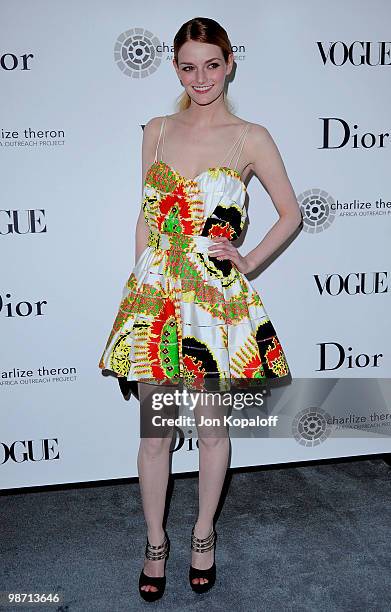 Actress Lydia Hearst arrives at Dior & Vogue Celebrate The Charlize Theron Africa Outreach Project at Soho House on April 27, 2010 in West Hollywood,...