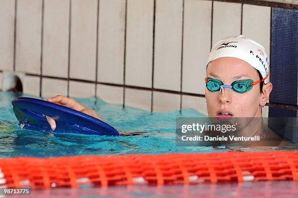 Federica Pellegrini training at the Reggio Emilia pool on March 30, 2010 in Reggio nell'Emilia, Italy.