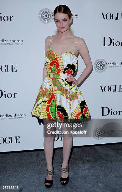 Actress Lydia Hearst arrives at Dior & Vogue Celebrate The Charlize Theron Africa Outreach Project at Soho House on April 27, 2010 in West Hollywood,...