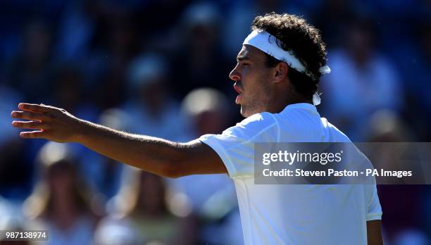 Italy's Marco Cecchinato during day six of the Nature Valley International at Devonshire Park, Eastbourne.