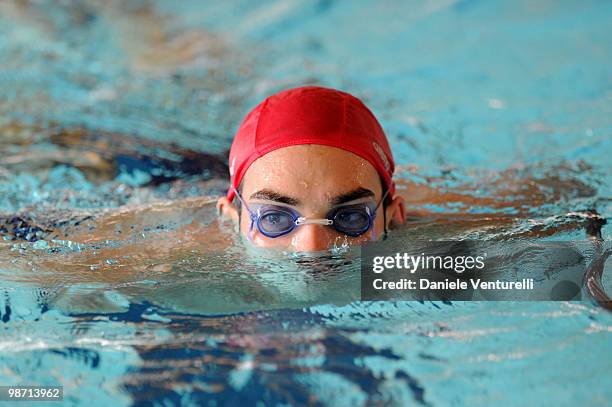 Luca Marin training at the Reggio Emilia pool on March 30, 2010 in Reggio nell'Emilia, Italy.